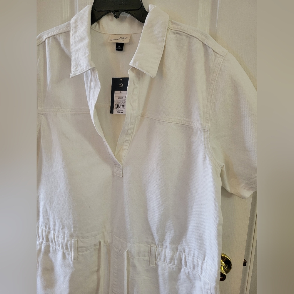 NWT Universal Thread White Denim Short Sleeve Drop Waist Mini Dress Size XL - Picture 9 of 16